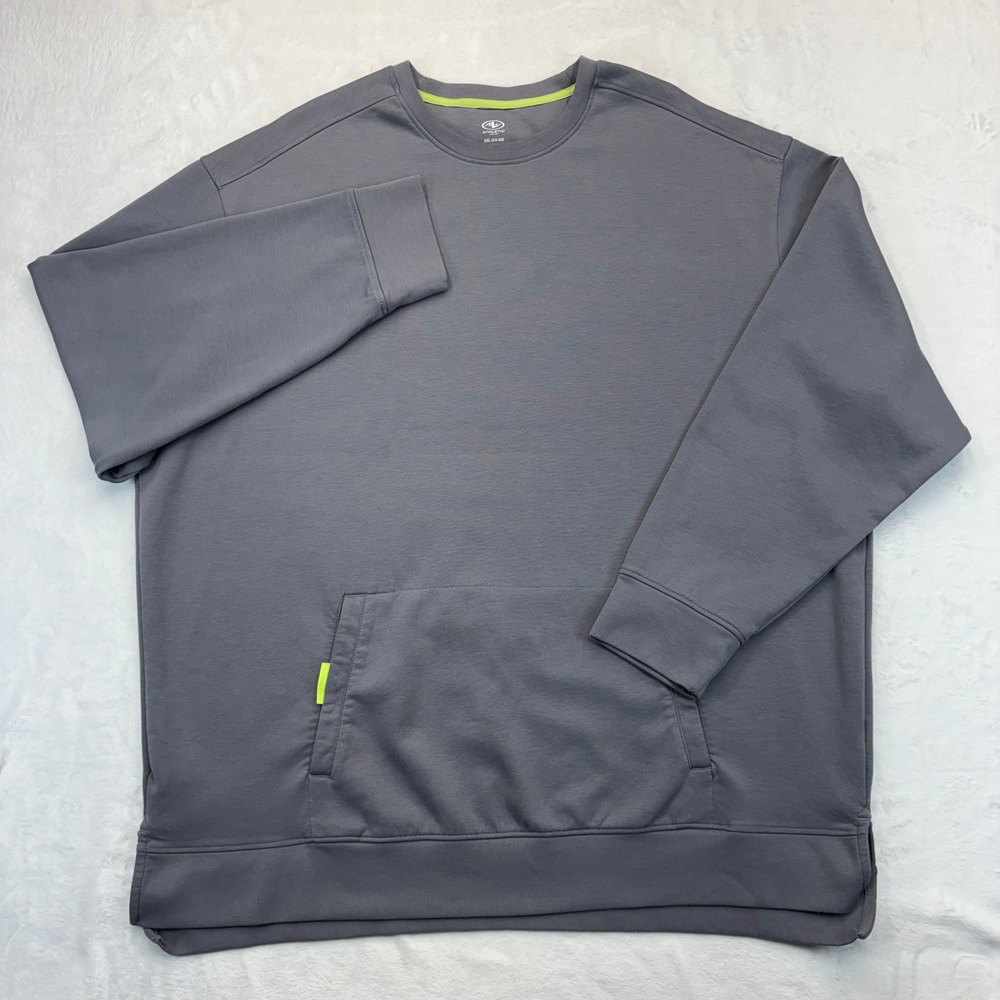 Athletic Works Mens 3XL Gray Crew Neck Sweatshirt Kangaroo Pocket